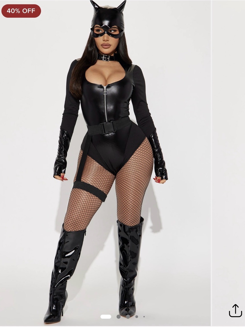 Sexy Cat Hero 3 Piece Costume Set - Black